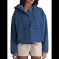 thumbnail image 2 of Chaqueta Vaquera con Capucha para Mujer, Jersey Vaquero con Botones y Capucha con Cordón, Sudadera Informal de Larga. Azul Oscuro XXL, 2 of 8
