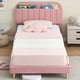 thumbnail image 4 of Qinaqin Velvet Upholstered Twin Cama Frame con Bookcase cm de Alturaeadboard Rosa Alturaeavy- Profundidaduty Steel Support Legs Easy Assembly Noise-Free Mattress Foundation, 4 of 7