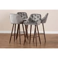 thumbnail image 6 of Baxton Studio Catherine Modern and Contemporary Grey Velvet Fabric Upholstered and Walnut Finished 4-Piece Bar Stool Set, 6 of 7