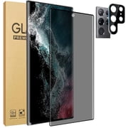 Ozmatip [1+1Pack] Screen Protector + Camera Lens Protector Compatible with Samsung Galaxy S22 Ultra 5G(6.8")Privacy Screen Tempered Glass Screen Protector, No Bubbles,3D Curved, Scratch-Resistant