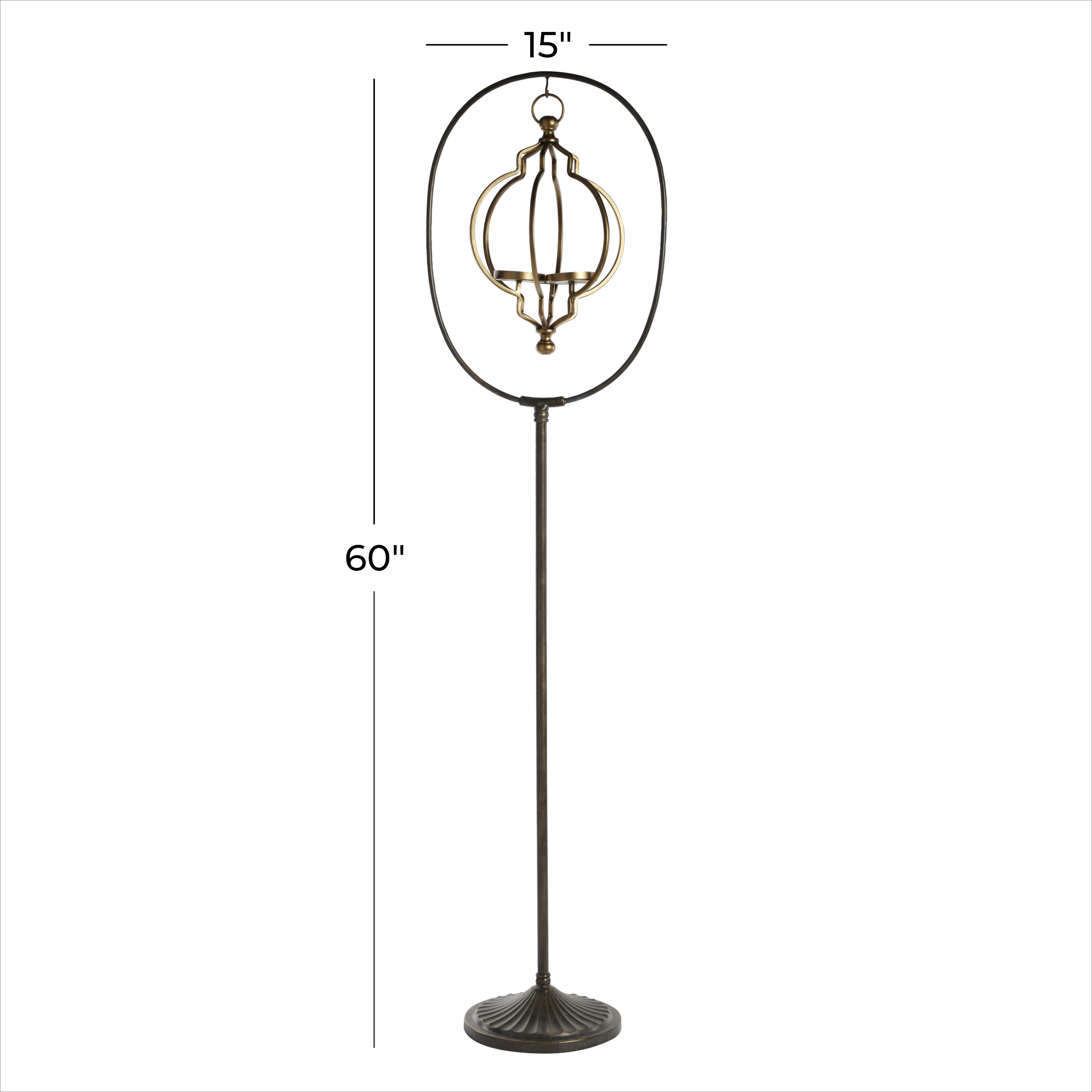 DecMode 15"W, 60"H Eclectic Metal Lantern, Black, 1 - Piece