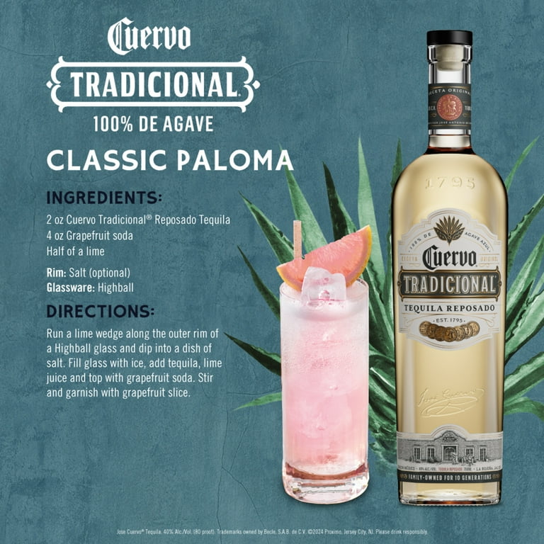 Jose Cuervo Tradicional Reposado Tequila, 750 ml Glass Bottle, 40