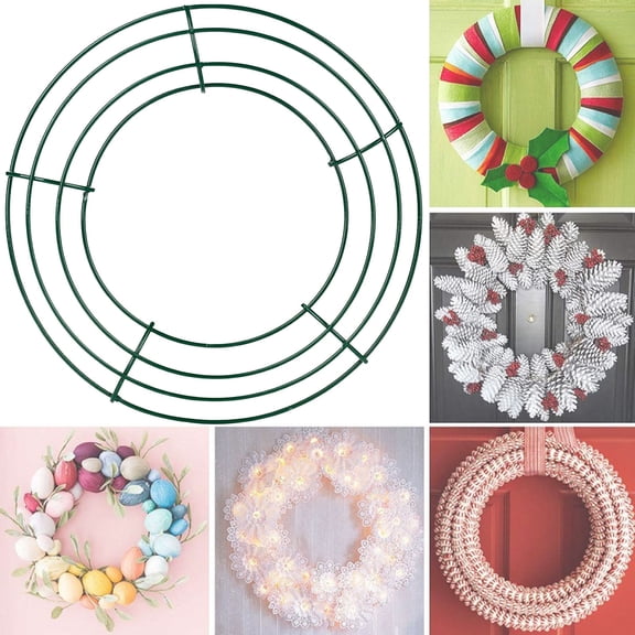 CHENjy Wreath Ring, Round Wire Wreath Frame for DIY Christmas Garland, Sturdy Plastic Hoop for Wedding Party Door Wall Home Decoration