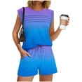 thumbnail image 5 of Axiiglly Women's 2 Piece Sets Summer Sleeveless Ruched Tank Tops with Pockets Shorts Casual Travel Outfits, 5 of 8