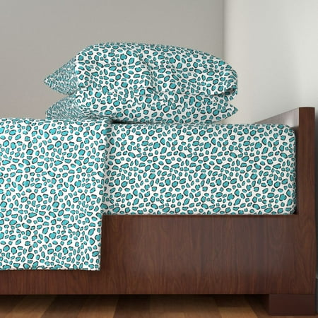 Animal Print Spots Exotic Animal Aqua 100% Cotton Sateen Sheet Set by Roostery
