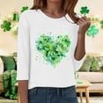 thumbnail image 5 of felwors Womens 3/4 Sleeve Crew Neck Valentine T Shirts Love Heart Printed Graphic Tee Tops (White, XXL), 5 of 7