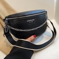 thumbnail image 1 of Bolso de viaje para el pecho para mujer, Bolso de la cintura del deporte con cadena a la moda, hilo bordado, sencillo, informal, portátil, de cuero PU, para senderismo al aire libre, 1 of 8