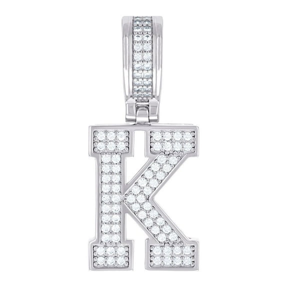 925 Sterling Silver Unisex 0.58ct Moissanite Letter Name Personalized Monogram Initial Alphabet K Charm Pendant Necklace