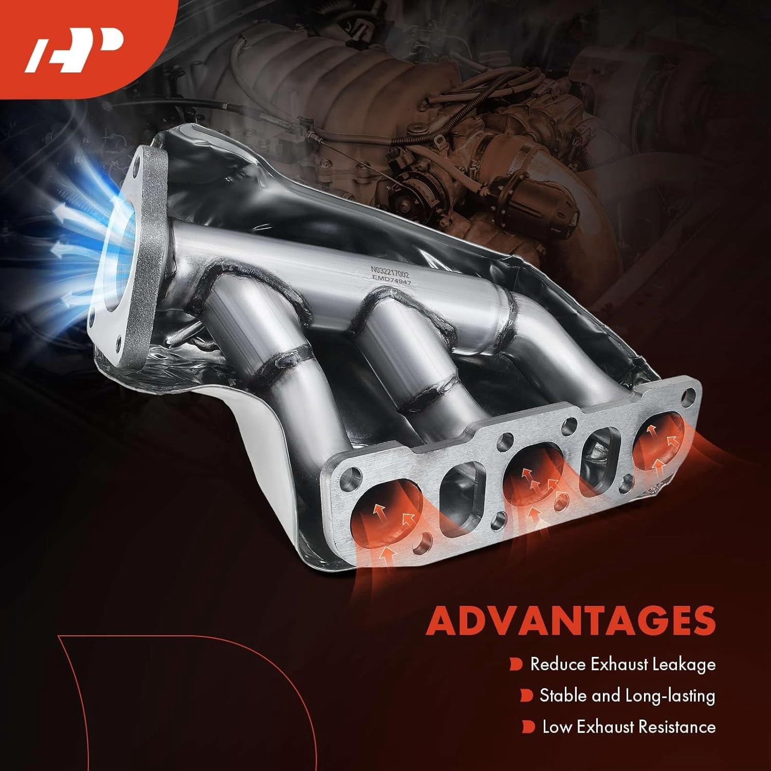 A-Premium Right Exhaust Manifold W/Gasket, Stud & Nuts [DOHC 6Cyl 4.0L] Compatible with Nissan Frontier 2005-2020, Pathfinder 2005-2012, Xterra 2005-2015, NV1500 NV2500 NV3500 2012-2021