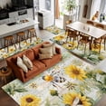 thumbnail image 5 of 2.7x5 Area Rugs, Sunflower Bee Non-Skid Rubber Backing Large Rectangle Rugs - Living Room Bedroom Home Office, Vintage Summer Botanical Farmhouse Indoor Floor Mat Carpets Washable Rug, 5 of 9