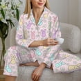 thumbnail image 6 of Daiia Colorful Bunny for Women's Long-Sleeved Pajama Set – Soft & Comfortable Sleepwear Button-Up Pajamas Cozy Lounge Wear-Small, 6 of 7