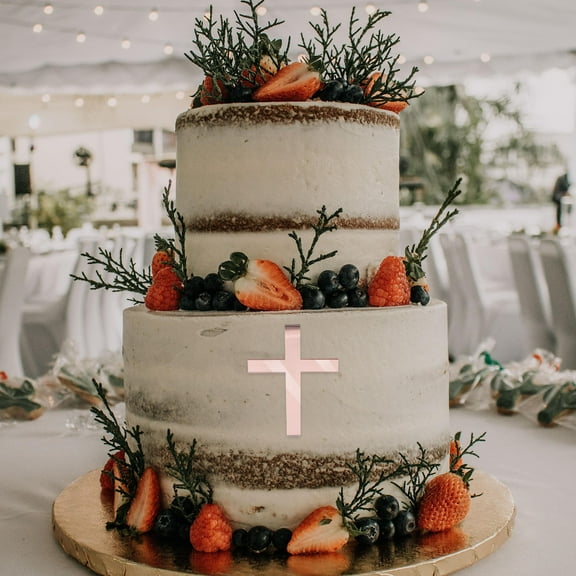 LEORX Crosses for Cupcakes Decorative Cupcake Topper Rose Gold 10pcs