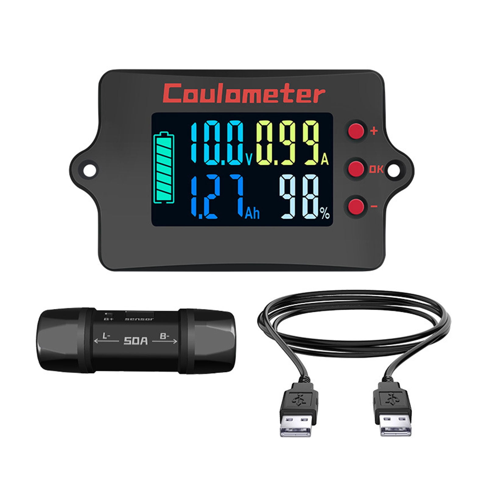 Coulomb Counter Meter Battery Monitors Battery Capacity Tester Indicators Coulometer Digital Voltmeter Ammeter