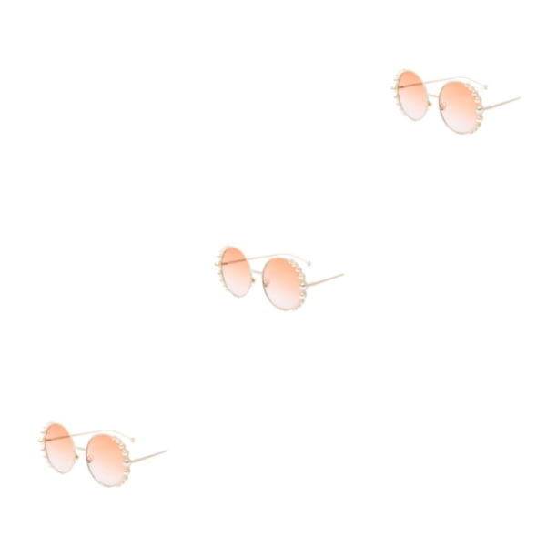 Gafas de sol clásicas de perlas Minnieouse Marco de PC Protección Marco Blanco Champán