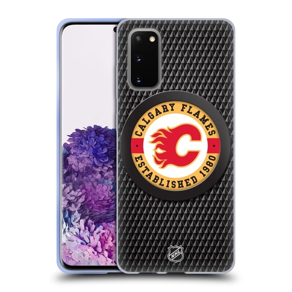 Head Case Designs Officially Licensed NHL Calgary Flames Puck Texture Soft Gel Case Compatible with Samsung Galaxy S20 / S20 5G