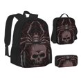 thumbnail image 2 of Naloa Spider with Skull Print Large Capacity Backpack Lunch Bag Pencil Case Combination 3 Piece Set for Student, 2 of 8