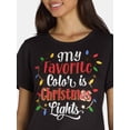 thumbnail image 4 of Holiday Time Women's Lights Christmas Graphic Tee, Sizes S-3XL, 4 of 5