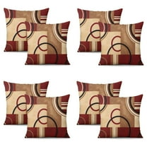 Set Of 4 Retro Abstract Geometric Pillow Covers 20x20 Inch Linen Decorative Square Throw Pillow Covers for Living Room Sofa Couch Decoration