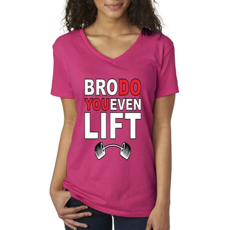 Even Lift - Trendy USA 211 - Women's V-Neck T-Shirt BRO DO YOU EVEN LIFT GYM Large Heliconia