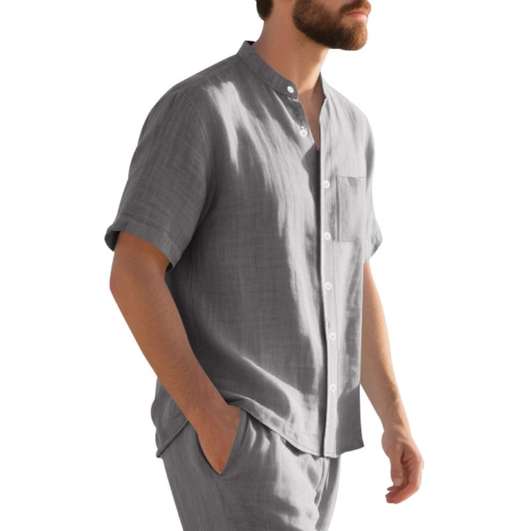 collarless linen dress shirt Joseph Turner Linen Grandad Collar Shirt