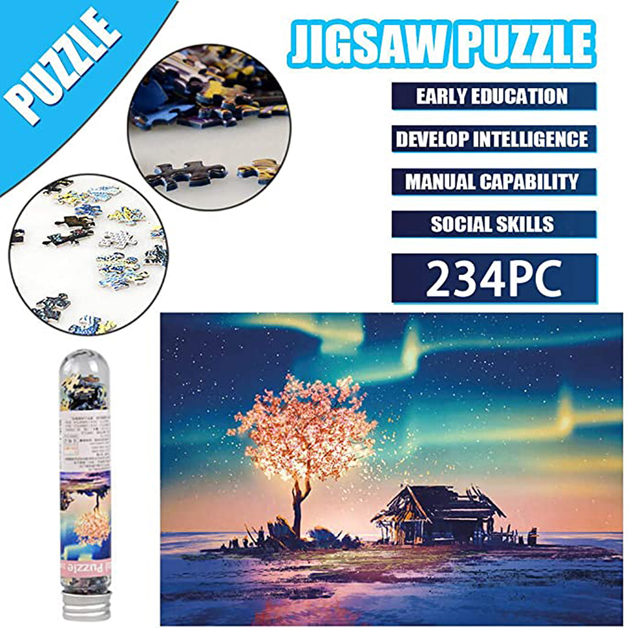 234 Pieces Mini Tube Jigsaw Puzzle for Adults Kids Fantasy Series Jigsaw Puzzle DIY Early Education Party Casual Puzzle Game Kids Intellective Educational Toy 
