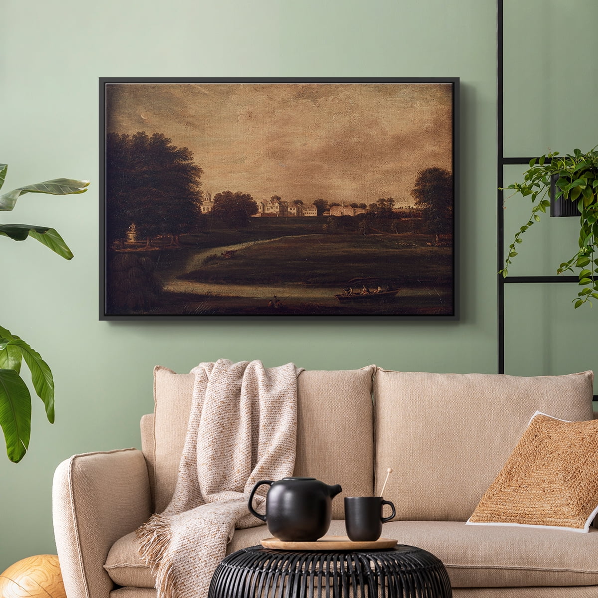 Vintage Landscape-CCCXVI By Wexford Home Framed in Black Wood Gallery Wrapped Canvas 25 in. x 37 in.