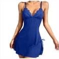 thumbnail image 2 of Stamzod Women's Lace Nightgown with Briefs 2 Piece Set V Neck Night Dress Sleepwear Side Drawstring, Adjustable Spaghetti Straps, Bow Detail M, 2 of 10