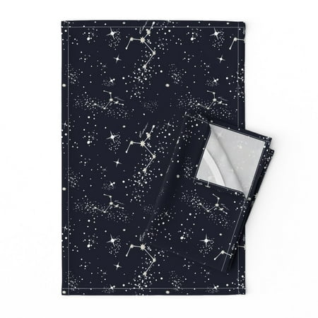 

Printed Tea Towel Linen Cotton Canvas - Zodiac Constellations Cancer Stars July Decor Astrology Birthday Kids Baby Celestial Print Decorative Kitchen Towel by Spoonflower