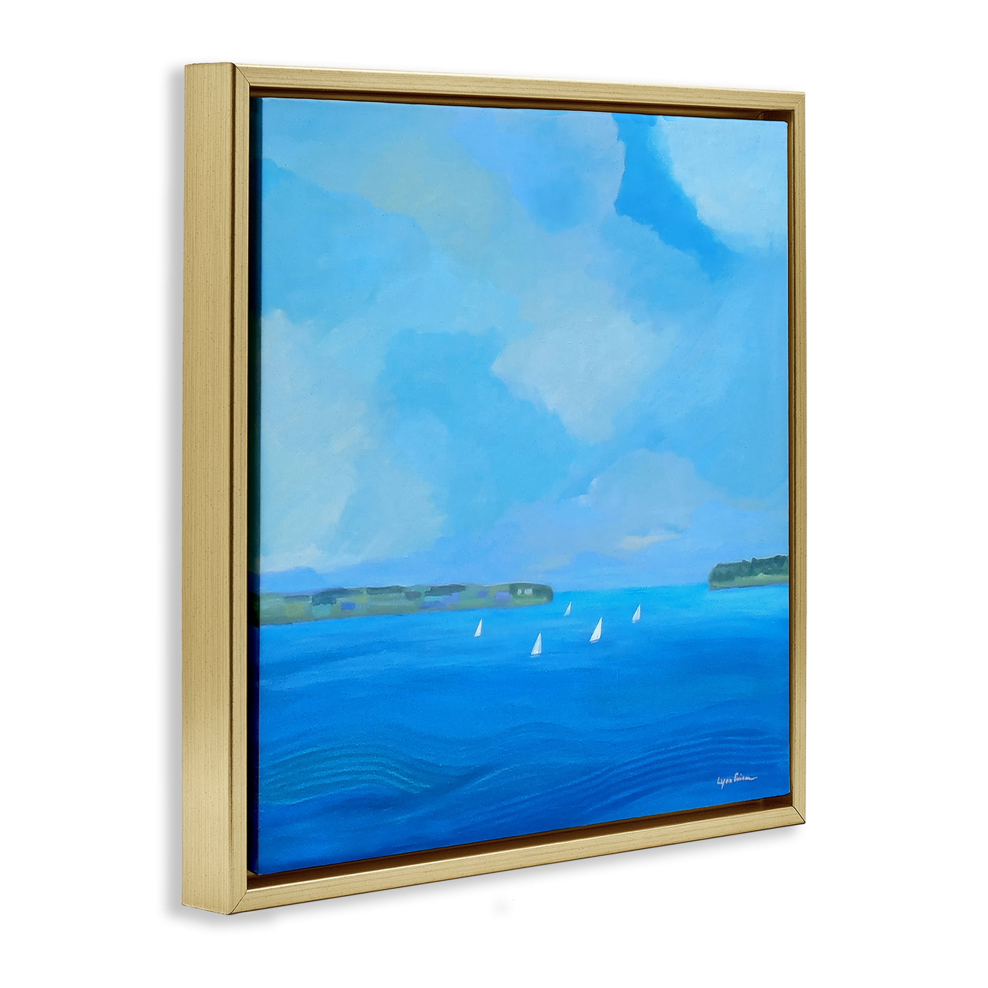Stupell Industries A Perfect Day Seascape Gold Framed Floater Canvas Wall Art, design by Lynn Ericson Fine Art