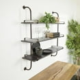 thumbnail image 3 of DecMode 38" x 10" 3-Tier Gray Wall Shelf with Black Metal Brackets, 3 of 15