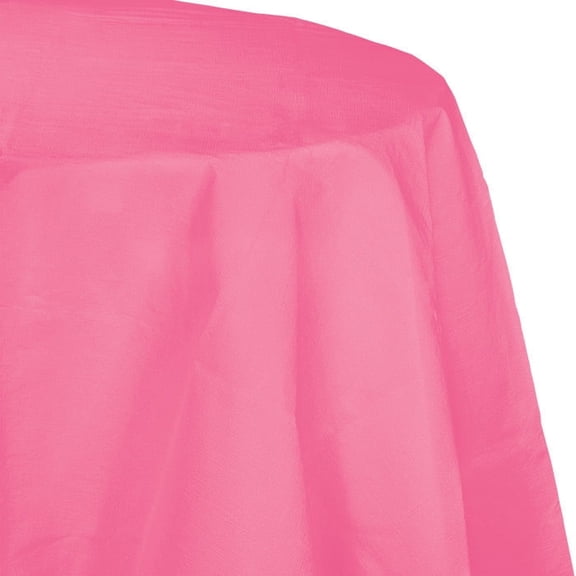 12/Case Bulk Candy Pink Round Paper Table Covers 82 inch 82 inch
