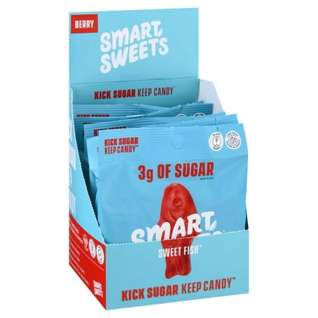 SmartSweets Sweet Fish, Candy with Low Sugar (3g), Low Calorie, Plant-Based, Free From Sugar Alcohols, No Artificial Colors or Sweeteners, Pack of 6, New Juicy Recipe, 1.8 Ounce (Pack of 6)