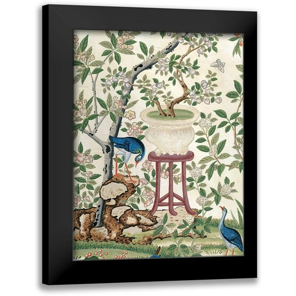 Vision Studio 12x14 Black Modern Framed Museum Art Print Titled - Chinoiserie Wallpaper I