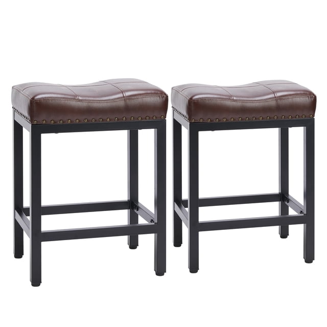 Juego de 2 taburetes de bar Sweetcrispy, 61 cm de altura de mostrador, color marrón