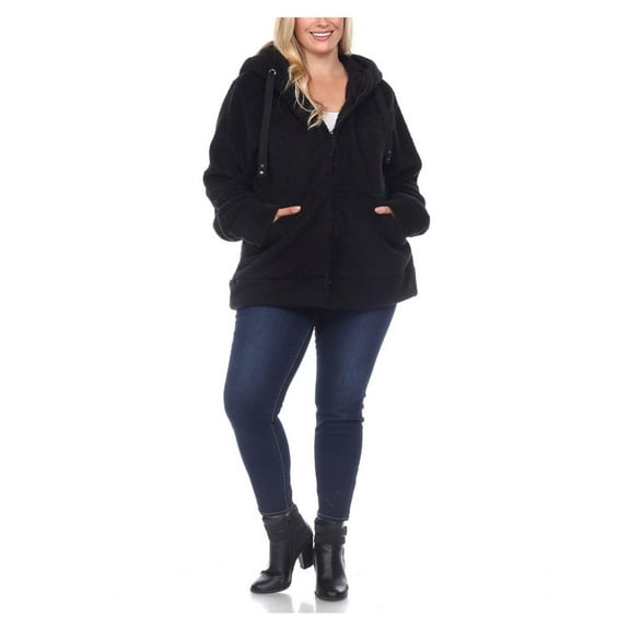 White Mark Women's Missy and Plus Hooded Zip-Up Sherpa Jacket