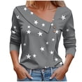 thumbnail image 2 of Craaazy Shirts for Women V Neck 3/4 Sleeve Button Blouses Fashion Print Lapel Womens Shirts Gifts for Women, 2 of 5