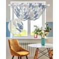thumbnail image 3 of Waterfall Valances for Windows, Navy Blue Grey Leaves Kitchen Sheer Valance Curtains, Summer Tropical Plant Aesthetics Rod Pocket Elegant Swag Valances for Living Room Bedroom, 47.2"x38.5", 1 Panel, 3 of 8