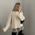 thumbnail image 5 of Women'S Tassel Fringe Sweater Long Sleeve Crew Neck Pullover Fall Knitted Tops Color M, 5 of 10