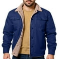 thumbnail image 2 of dGslk Mens Winter Sherpa Lined Jacket Thick Warm Fleece Casual Outdoor Button Down Coat with Pockets for Cold Weather Dark Blue S, 2 of 2