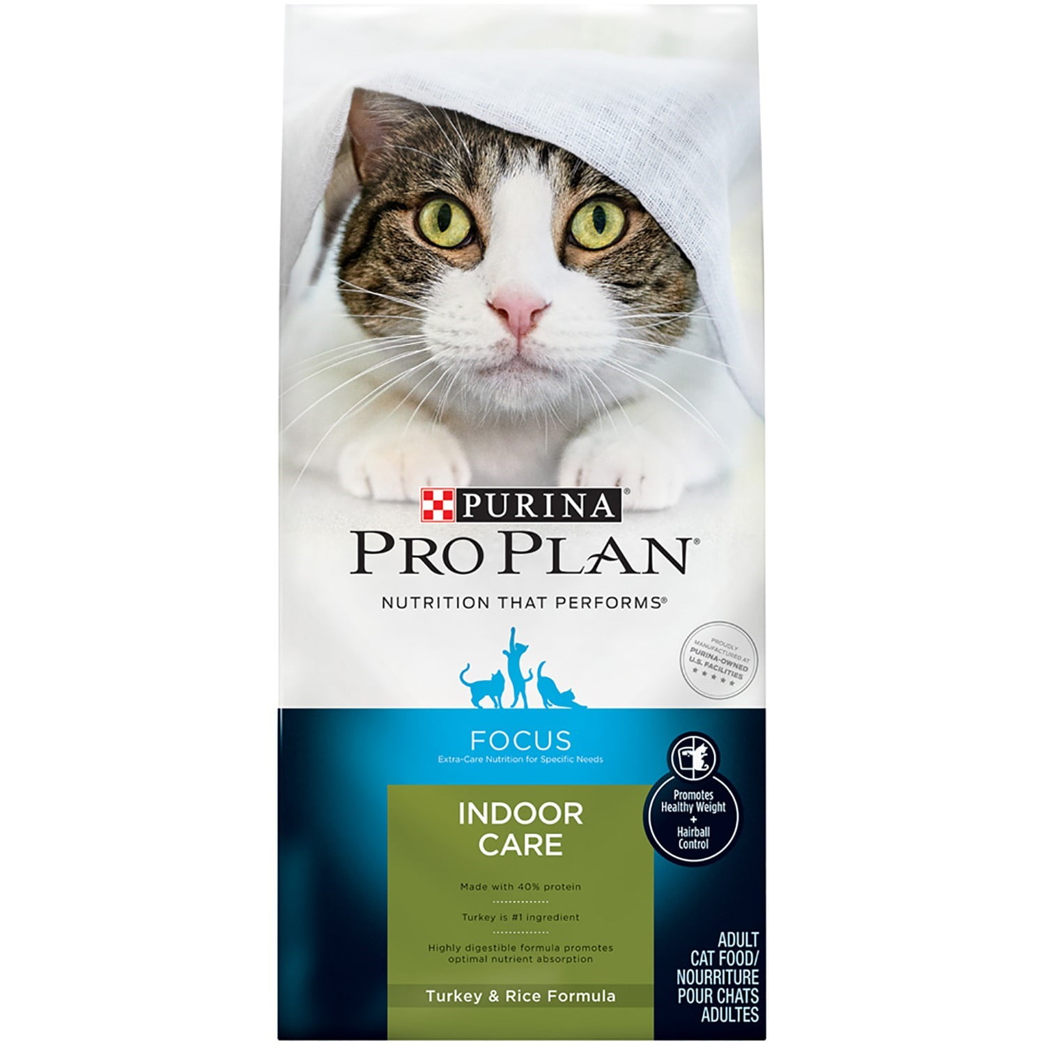 Purina Pro Plan Focus Indoor Care Turkey & Rice Adult Dry Cat Food, 7