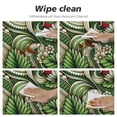 thumbnail image 4 of PIKWEEK  Round Fitted Tablecloth Watercolor Strawberry Round Table Cloth with Elastic Edged Green Stripes Waterproof Wipeable Table Cover, 4 of 7
