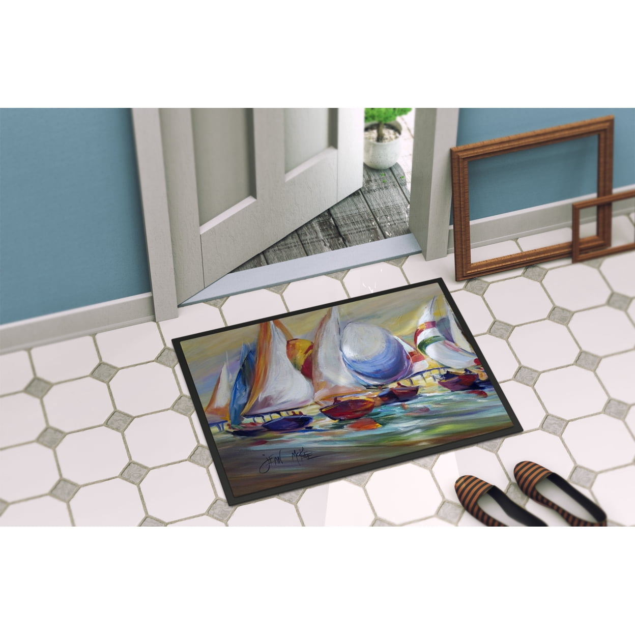 Carolines Treasures JMK1040JMAT Sailboat Race in Dauphin Island Door Mat Indoor Rug or Outdoor Welcome Mat 24x36 Doormat