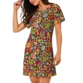 thumbnail image 2 of Balery Hippie Peace Love Camisón de manga corta con cuello redondo para mujer, cómodo y elegante., 2 of 6