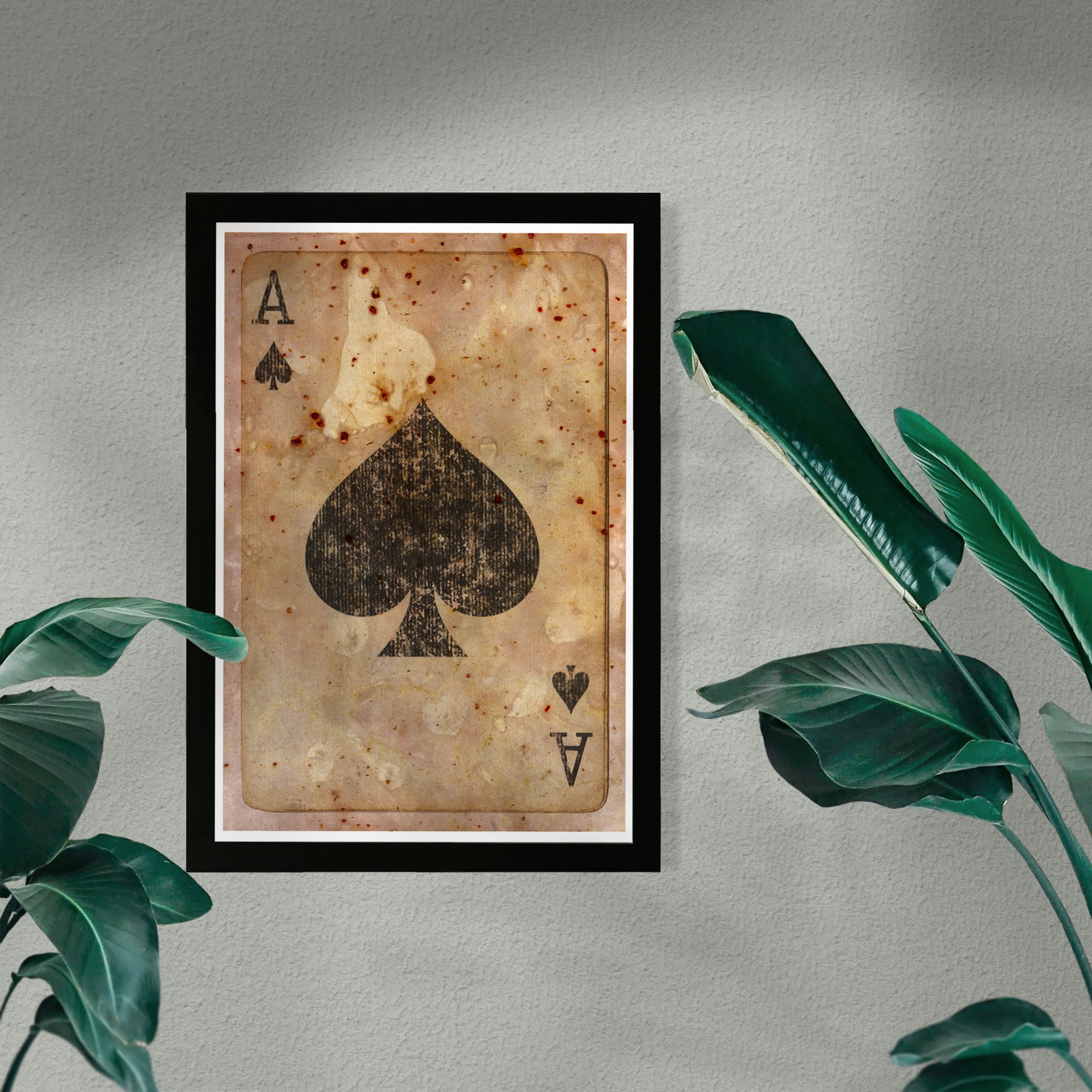 Wynwood Studio 'Ace of Spades' Entertainment and Hobbies Framed Wall Art Print - Black, Brown