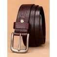 thumbnail image 6 of Catelles Men's Leather Belt Brown Crocodile Pattern Alloy Pin Buckle Fashionable and Durable&For waist 44 in Width 1.5 in(3.8cm), 6 of 10
