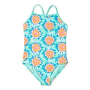 Wonder Nation Girls Tie Dye Everyday One-Piece Swimsuit, Sizes 4-18 & Plus