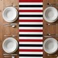 thumbnail image 6 of Red Black Stripe Table Runner - 72 Inch Long, Kitchen Dining Table Runner Dresser Scarves, Farmhouse Watercolor Modern Geometric Farmhouse Decor for Coffee Tables Wedding Party Banquet, 6 of 8