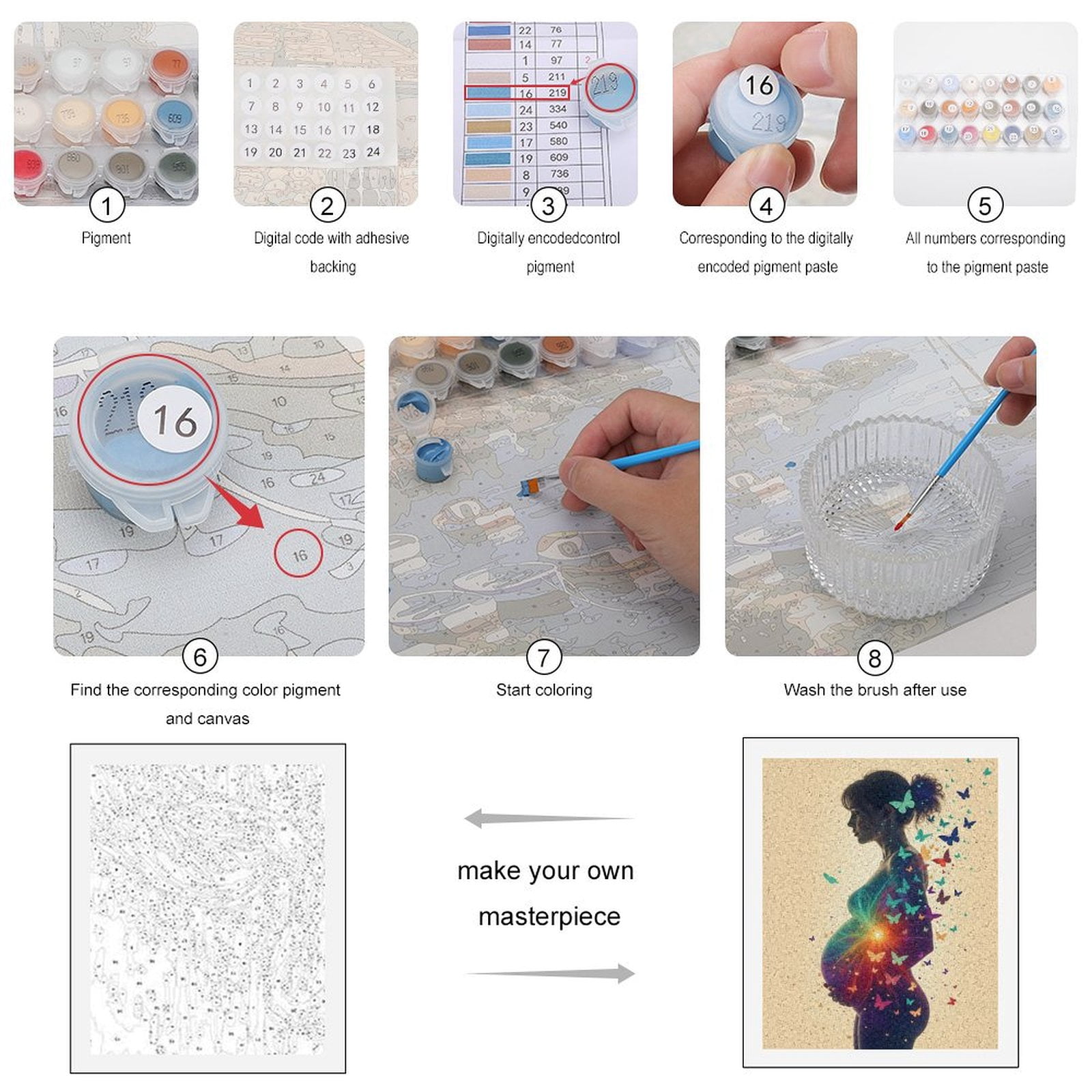 Paint By Numbers Kit for Adults Beginner - DIY Pregnant Woman Butterflies Light Art Canvas Painting Kits for Adults, Frameless Paint By Number for Adults for Home Wall Decor 16x20 Inch