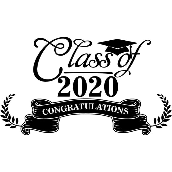 Class Of 2020 Congratulations | Removable Wall Art Lettering Decals - 12" x 30" DIY Stick And Peel Vinyl Home Graduates Bedroom Living Room Adhesive Wall Sticker Decoration Black