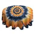 thumbnail image 4 of Orange Blue Tie Dye Mandala Pattern Round Tablecloth 60"x60",Wrinkle Wipeable Table Cloth for Kitchen Dining Room Picnic Patio Party, 4 of 6